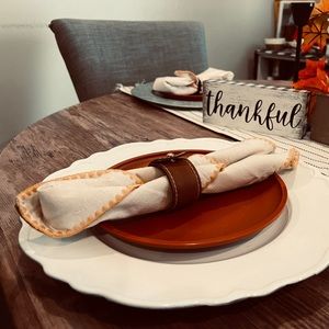 Set of 8 cotton Napkins and 8 Rings
